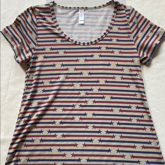 LULAROE CLASSIC T-Shirt Tee Size XS Red Blue Gray STARS & STRIPES Patriotic - Picture 9 of 13